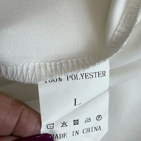 Blouse 3/4 Ruffle Sleeve V-Neck Mesh Top, sz L - Picture 6 of 7